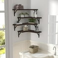 thumbnail image 6 of Corner Floating Shelves Wall Mounted Set of 4, Rustic Wood Storage Display Wall Shelves for Home Decor, Bathroom, Kitchen, Bedroom, Living Room, Office (Black), 6 of 7