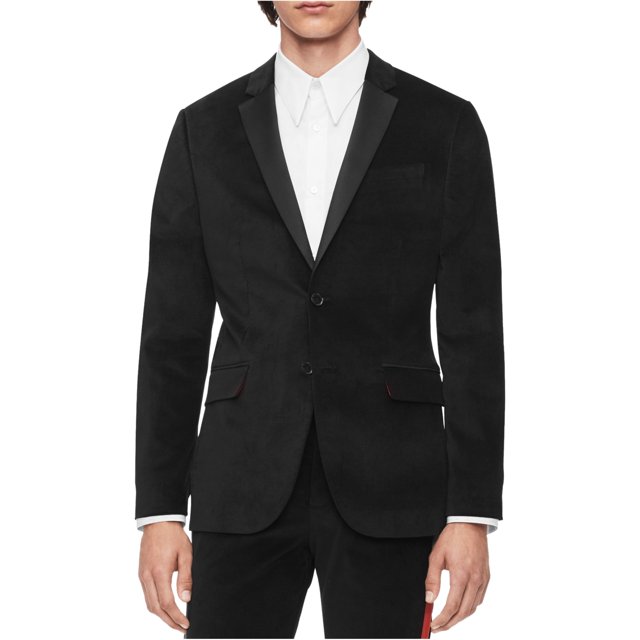 Calvin Klein - Chaqueta de terciopelo con dos botones para hombre, color negro, pequeño Calvin Klein dos botones