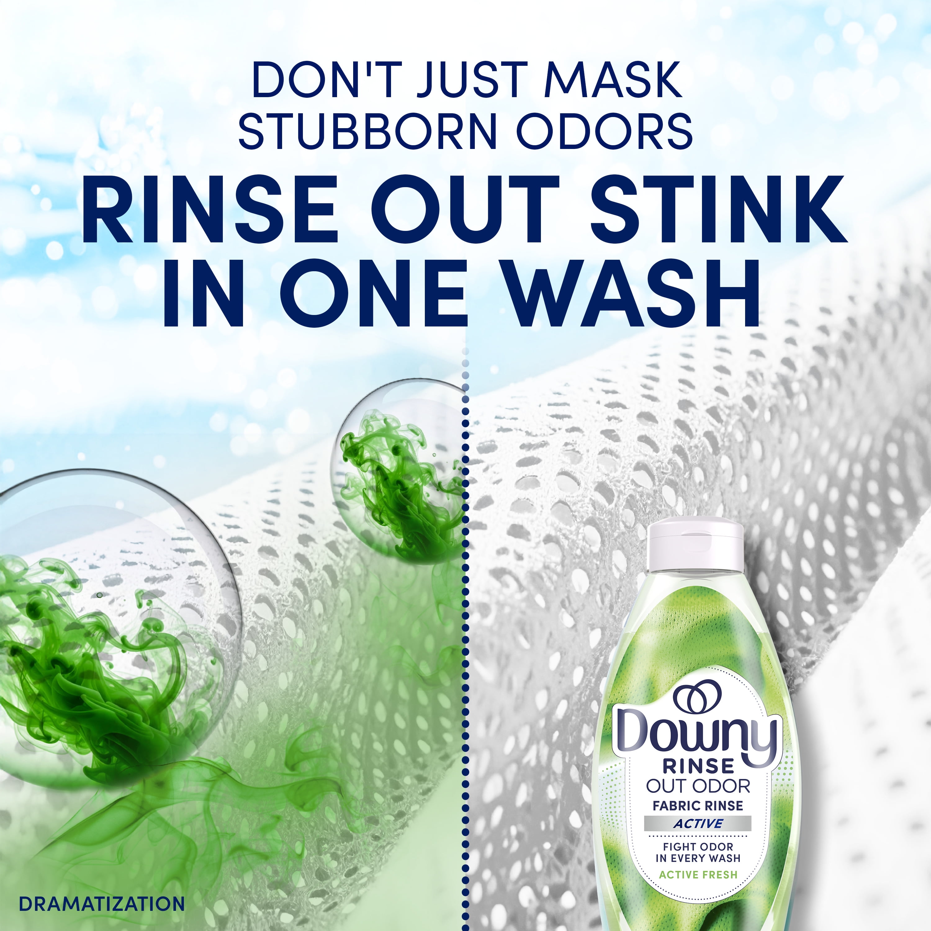 (4 pack) Downy Rinse Out Odor Laundry Rinse, Tackles Tough Odors and Refreshes, Active Fresh Scent, 48 fl oz
