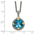thumbnail image 2 of 925 Sterling Silver Polished Prong set Artisan Oxidized Lobster Claw Closure With 14k 6.50Swiss Blue Topaz 18inch Neckla, 2 of 2