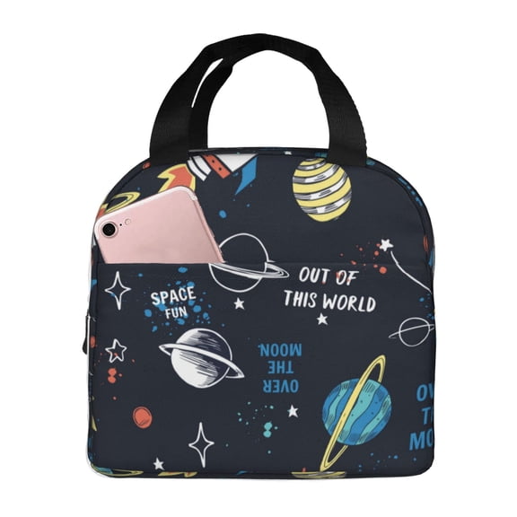 Kuqiui Space Print Lunch Bag Lunch Box for Women & Men,Large Capacity Insulated Lunch Bag for Adult,Leakproof Reusable Lunch Tote Bags for Work/Office/Travel/Picnic