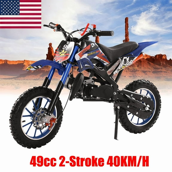 49cc Kids Dirt Bike 2-Stroke, Gas Power Motorcycle Off Road Motocross Gas Dirt Bike with Front Rear Disc Brakes for Beginner Motocross Bikes for Kids 8-12 Max 40KM/H 100KG Load)