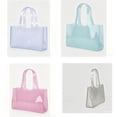 thumbnail image 4 of JWZZYD Women's Jelly Tote Bag, Blue Glitter Transparent PVC Shoulder Bag, Waterproof Clear Tote Purse for Beach, Pool, Shopping, Work, Travel, Reusable Handbag, 1 Pack, 4 of 6