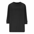 thumbnail image 3 of Womens 3/4 Length Sleeve Shirts Fashion Casual Sweatshirts Fall Winter Solid Color Sweaters Crew Neck Loose Blouses Women's Pullover Top, 3 of 5