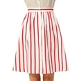 thumbnail image 1 of INSPIRE CHIC Jupe Midi Élastique à Rayures pour Femmes avec Boutons devant 3TG Rouge, 1 of 7