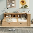 thumbnail image 2 of CoSoTower Twin Size Daybed with Trundle, Storage Cabinets and USB Ports, Wood Color, 2 of 9