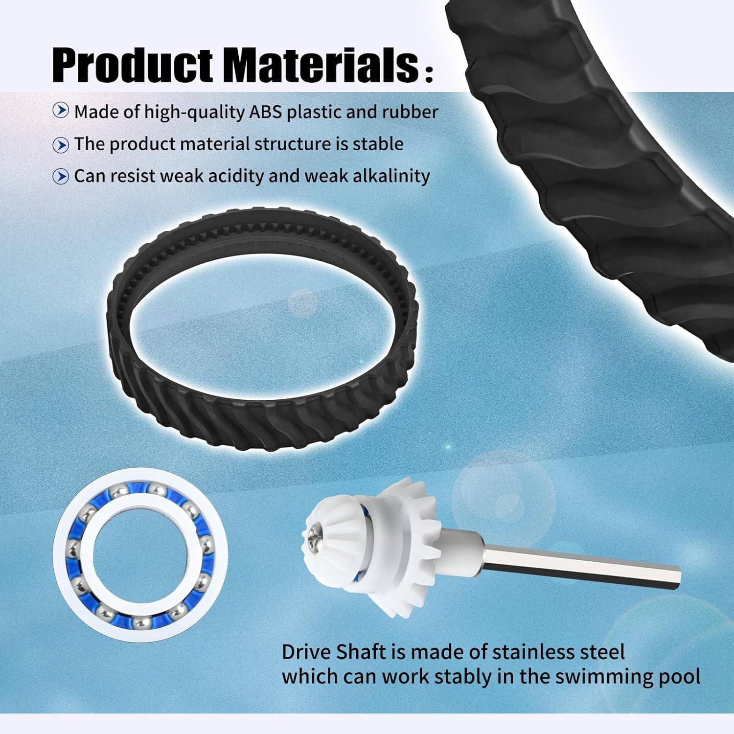 6 Pcs Pool Cleaner Tune Up Kit Compatible with MX8 MX6 Elite, Replacement Parts Tires, Tracks, Drive Shafts & Bearing, R0526100 R0525100 R0527000 R0796200