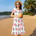 thumbnail image 4 of Xecao Strawberry for Women Summer Short Sleeve Midi Dress with Pockets Casual Aline Flowy Tshirt Dress Vocation Beach Sundress, 4 of 6
