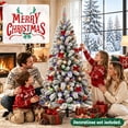 thumbnail image 2 of Moonsun 5ft Pre-Lit Flocked Christmas Tree, Big Pine Needle Tips & 400 PVC, Full Artificial Tree with 150 Warm White & Multicolor Lights,Metal Stand for Home Office Holiday Decor, 2 of 8