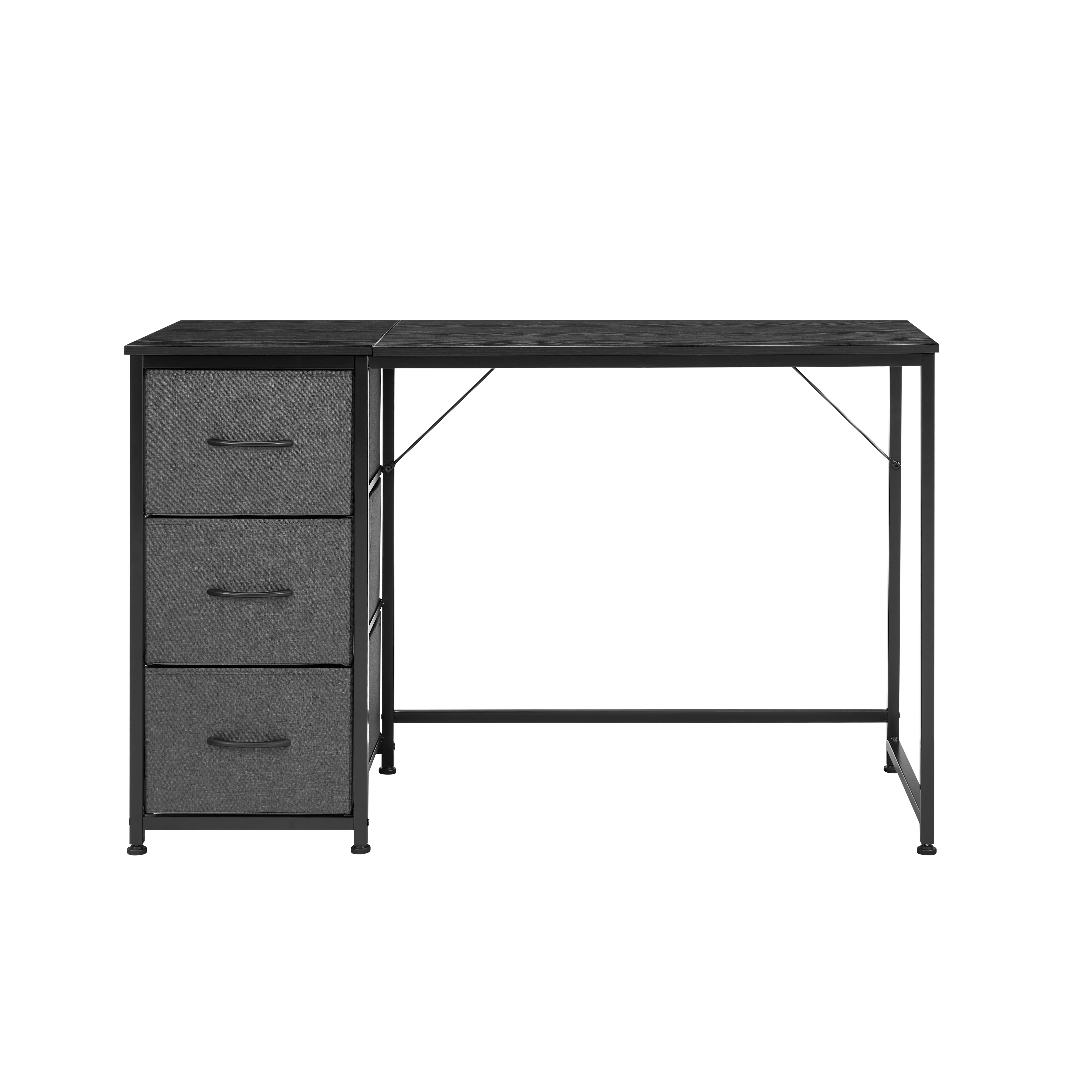 Mainstays 47.2 in Computer Desk with 3 Grey Fabric Drawers