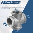 thumbnail image 3 of 1 1/4"(32mm) 4-Way Cross Fitting Connector, Cast Malleable Iron 4 Way Corner Pipe Fittings for Shelves Bracket DIY Furniture Plumbing Pipe, 10Pcs, 3 of 7
