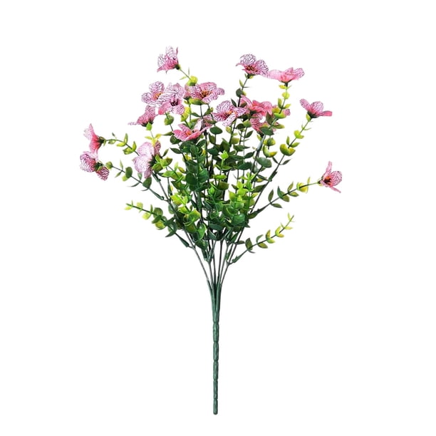 Decoraciones de ramos de flores artificiales para el hogar, la oficina, bodas y fiestas. Arreglo floral estampado de seda con follaje verde para interiores. Centro de mesa y pared.