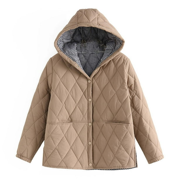 Parkas de manga larga para mujer, abrigo cálido con bolsillo, chaqueta larga con cuello vuelto, abrigo de invierno de plumón para mujer