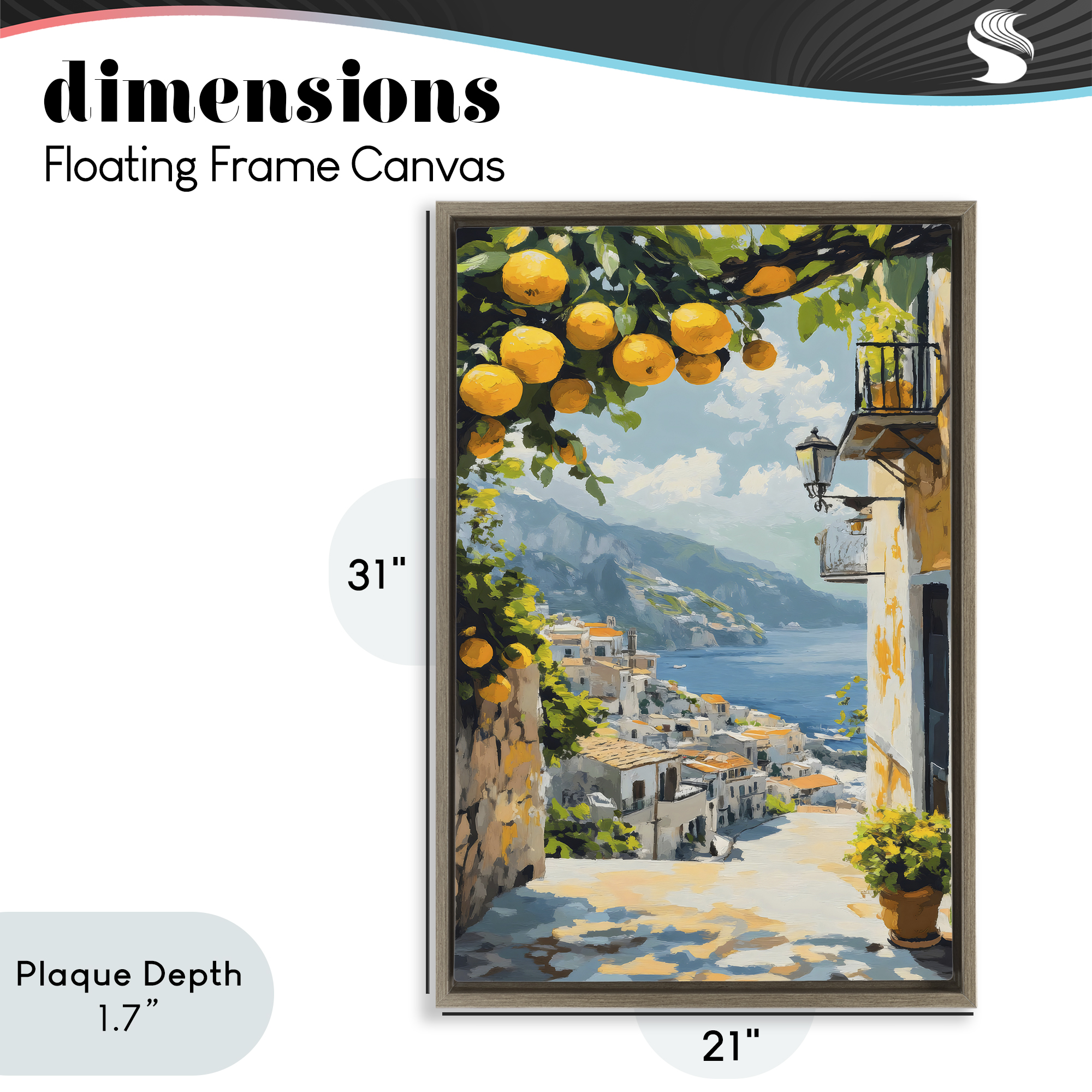 Stupell Industries Lemon Tree Overlooking Coast Brown Framed Floater Canvas Wall Art, design by Creative Studio