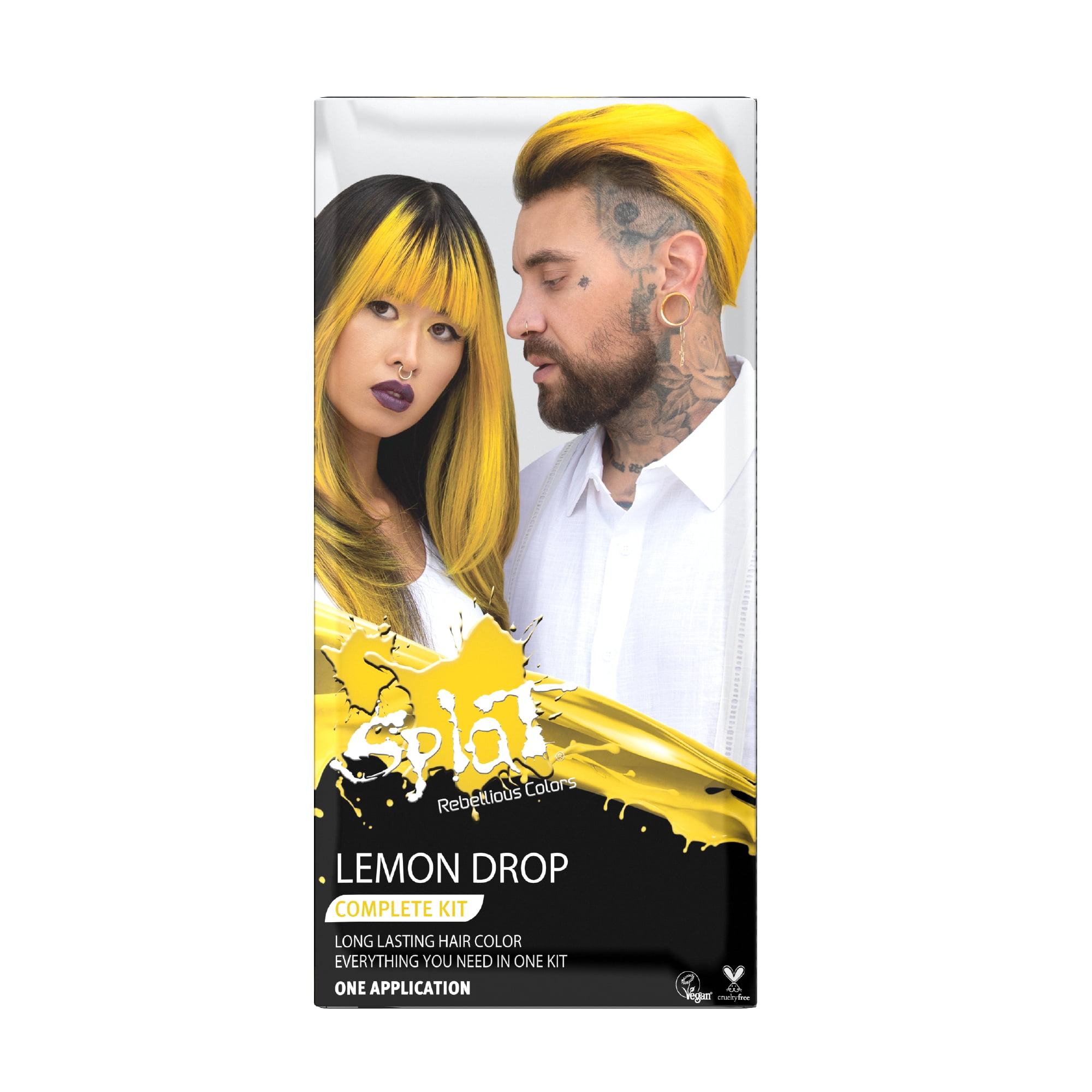 Splat Complete Kit, Lemon Drop, Semi-Permanent Yellow Hair Dye with Bleach