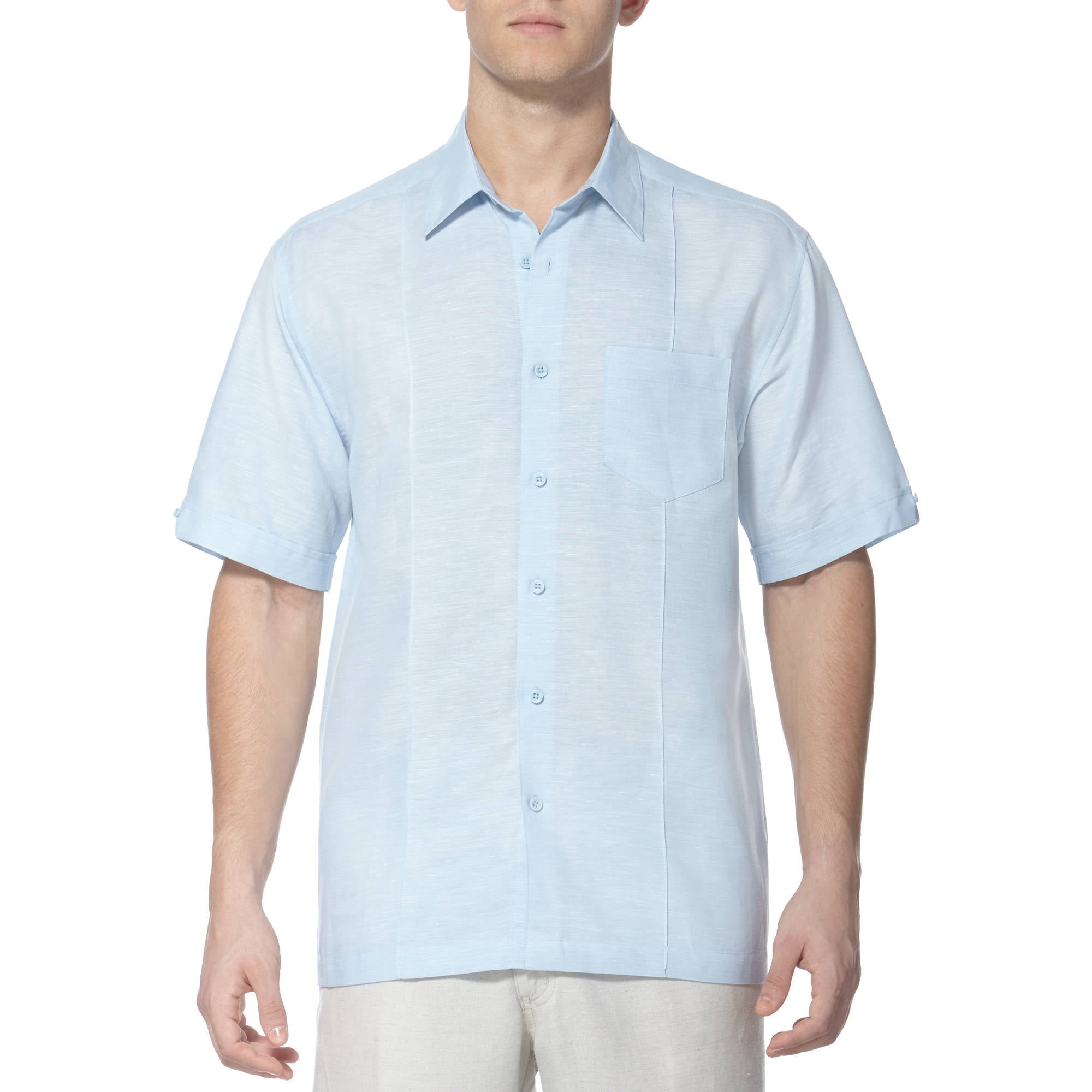 Cafe Luna - Big Men's Linen Cotton One Pocket Woven Shirt - Walmart.com ...