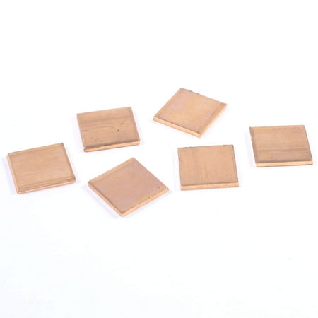 Unique Bargains 6 Pcs 15mm x 15mm x 1.5mm CPU Heatsink Copper Shim Spacer Pad for Laptop