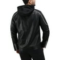 thumbnail image 2 of X RAY Jeans Mens Grainy PU Moto Jacket with Hood and Faux Shearling Lining, Black/White, S, 2 of 9