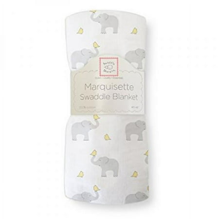 UPC: 0811964022232 | SwaddleDesigns Marquisette Swaddling Blanket Elephant & Chickies Pastel Yellow