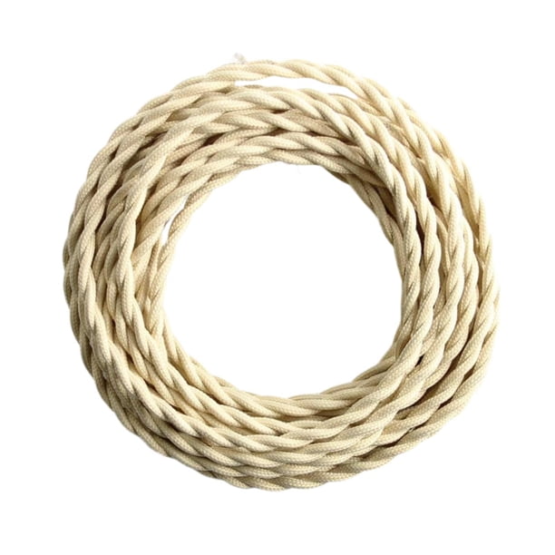 Cuerdas retorcidas, cable trenzado de dos núcleos, cable de lámpara colgante decorativo profesional, cable de lámpara colgante retorcido de cobre, , Crema