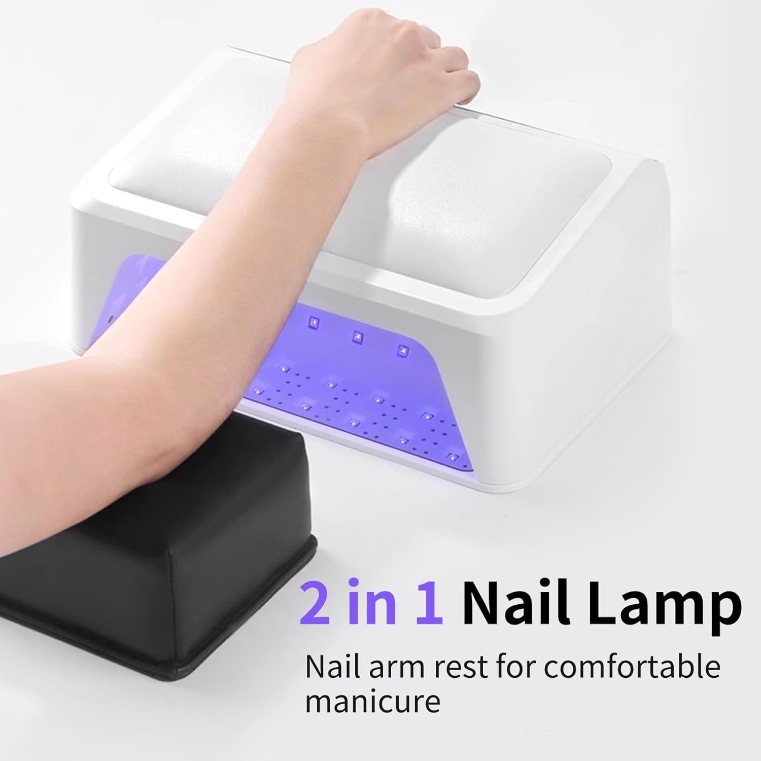 UV LED Nail Lamp with Arm Rest Pillow for Gel Polish 72W Power Nail Light Dryer with 4 Timers and Touch Screen Perfect for Salon or Home Use