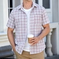 thumbnail image 3 of Mens Button Down Shirts Plaid Short Sleeve Shirts for Men Dress Shirt Oxford Collar with Pocket L, 3 of 10