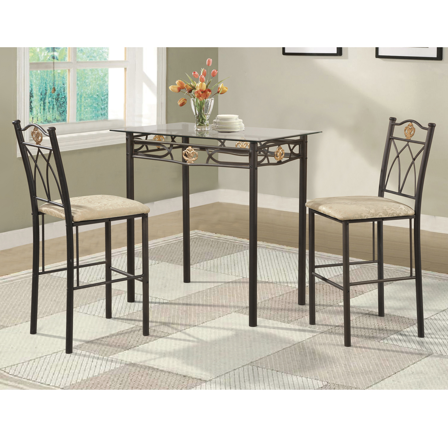 Home Source Crown Bronzed Counter Height 3 Piece Bistro Set - image 1 of 10