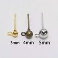 thumbnail image 6 of U8MO 50pcs Metal Ball Earring Post & Ear Safety Back Stopper Findings Set 3~5mm DIY-Light Gold-4mm, 6 of 6