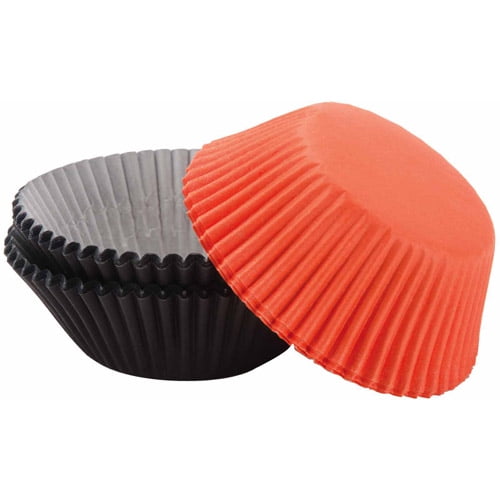 Wilton Standard Baking Cups, Assorted Black and Orange, 75 Count