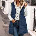thumbnail image 5 of Perfectbot Women's Sherpa Lined Hooded Vest, Quilted Sleeveless Puffer Zip Up Jacket Warm Winter Outerwear, 5 of 8