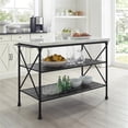 thumbnail image 2 of Pemberly Row Metal/Faux Marble Top Kitchen Island in Matte Black, 2 of 8