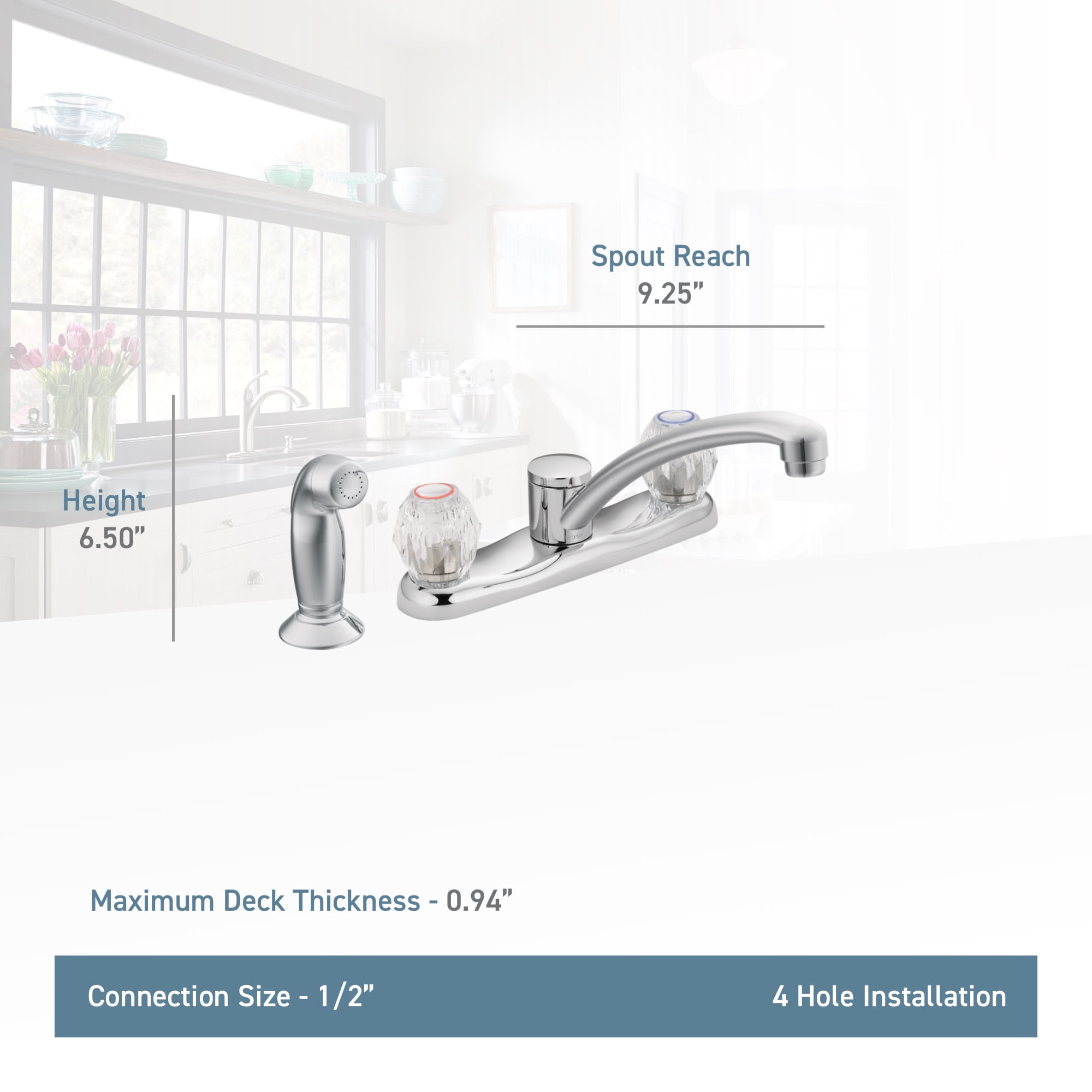 Moen 7910 Cau Double Handle Kitchen Faucet With Side Spray Chrome