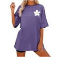 thumbnail image 1 of Pompotops Mode Femmes Décontracté Blouse à Boutons Patchwork T-Shirt à Manches Courtes Hauts d'Été Liquidation, 1 of 7