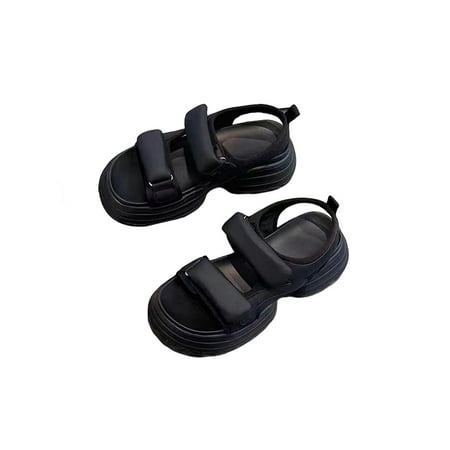 

Colisha Womens Beach Shoes Ankle Strap Sandal Casual Platform Sandals Walking Comfort Summer Black 7
