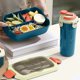 thumbnail image 4 of Fiambrera portátil con botella de agua | Caja bento apta para microondas con compartimentos y utensilios | Recipiente hermético para preparar comidas, ideal para estudiantes y oficinistas, 4 of 6