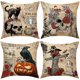 thumbnail image 1 of 4 Pices Taie D'oreiller Halloween, (45 X 45 Cm)housse De Coussin Halloween,housse Canap Avec Crne Citrouille Pour La Fte D'halloween, Dcoration Ma, 1 of 5