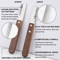 thumbnail image 2 of Cuchillo recortador de mano derecha, cuchillo profesional para pelar perros con mango de madera ergonómico, 2 of 5