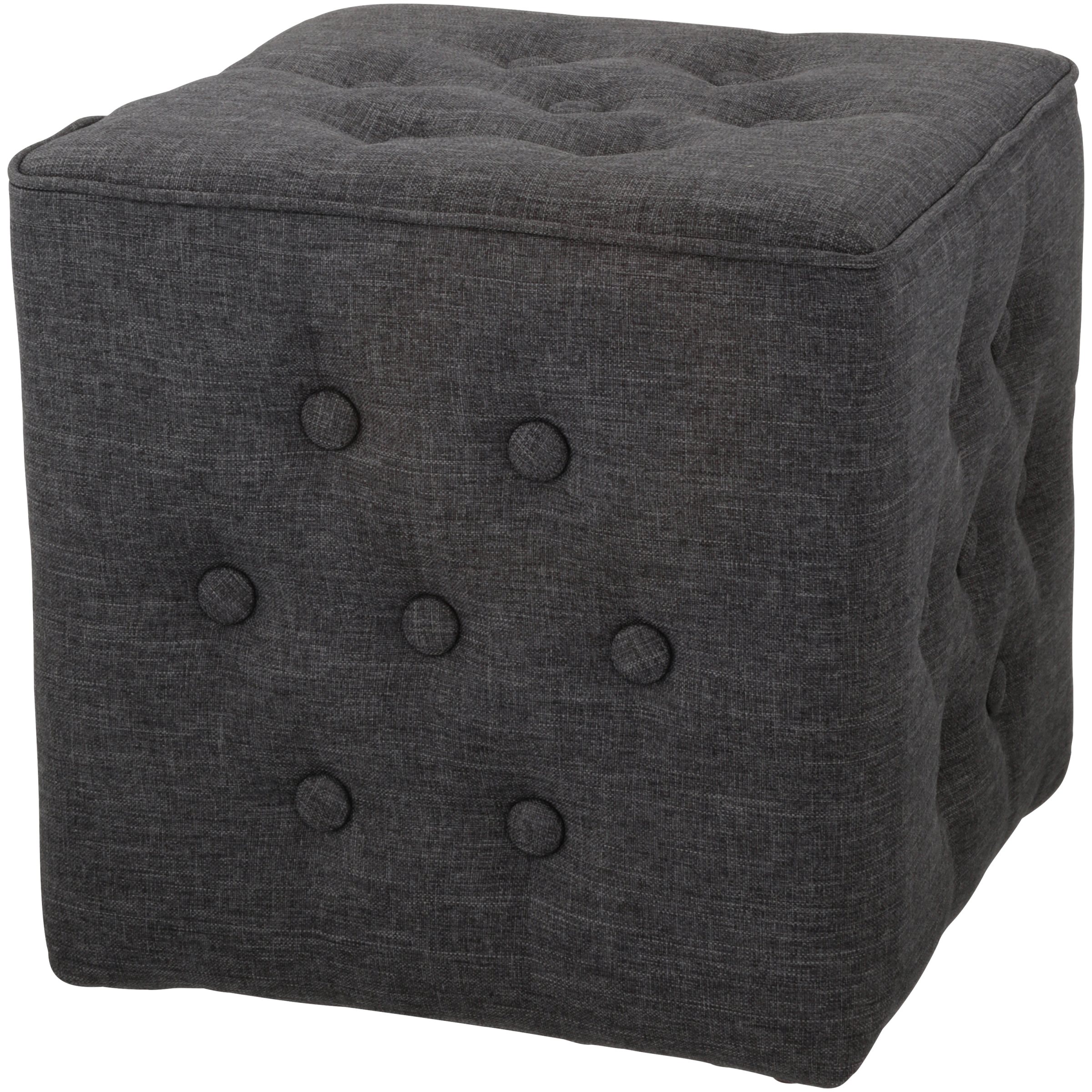 Mainstays Charcoal Tufted Linen Pouf