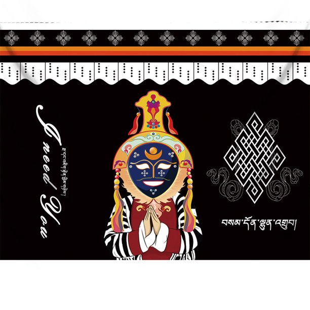 Figura de pared con forma de peregrino tibetano, 130 x 100 cm, en microtela