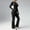 Black, variant on 2 Piece Women's Sports Suit Jacket Paired With Flared Pants, Solid Color Long Sleeve Suits For Both Sports or Casual Wear, Womens Workout Suits for Gym Yoga Sport Black L