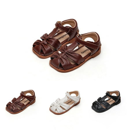 

Hawee PU Leather Casual Toe-Covered Ruffle Beach Sandals Shoes (Toddler Girls & Little Girls) JW235 Size 5-9.5