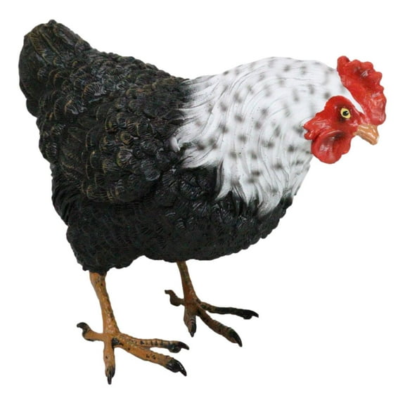 Rustic Western Country Iowa Blue Spotted White Breast Rooster Chicken Figurine