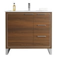 thumbnail image 2 of Fine Fixtures Opulence Collection 36 in. W x 18 in. D x 33 in. H Bathroom Vanity in Walnut Ebony with White Ceramic Sink - Chrome hardware, 2 of 7