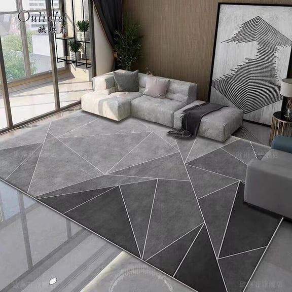 Modern Black Gray Large Rugs for Living Room Nordic Home Decor Sofa Table Area Carpets Bedroom Decorations Bed Tail Washable Mat