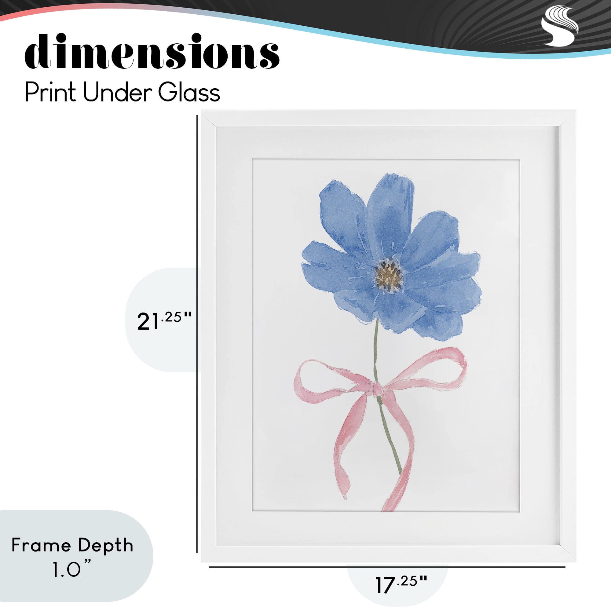 Stupell Industries Blue Bow Bloom White Framed Print Under Glass, design by Lucille Price