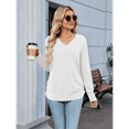 thumbnail image 4 of Womens T Shirts V Neck Long Sleeve Casual Tops Soft Solid Basic Tee White S, 4 of 10