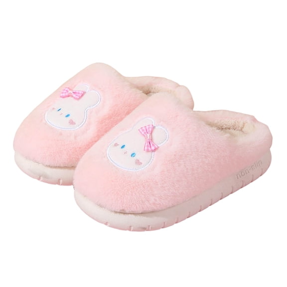 Kids Boy Girls Cartoon Bunny Fuzzy Slippers Slip On Platform House Slipper Comfortable Non Slip Bedroom Shoes Pink Size 13 Little Child