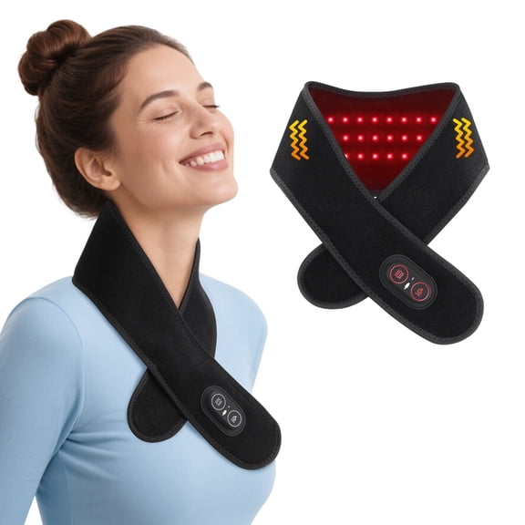 Neck Heating Pad with Vibration Massage, Cordless Heated Neck Wrap for Relaxtion, Rechargeable Neck Warmer with 3 Heating and Vibration ,Black