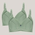 thumbnail image 2 of 2PC Bras for Women No Underwire Embroidered Glossy Seamless Comfortable Breathable Push Up Full Coverage Underwear Bralette Bra,Green,40 B, 2 of 5