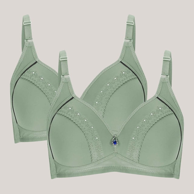 ylioge 2 Pack Wireless Bras for Women Plus Size M-5XL Push Up Bralettes Ladies Multipack Breathable Full Coverage Support Underwear Bra